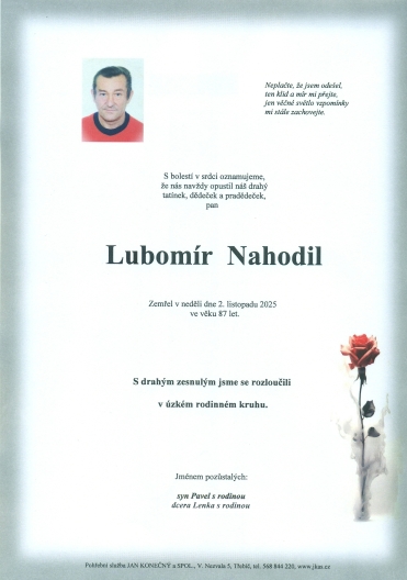 Lubomír Nahodil *1938 z Třebíče