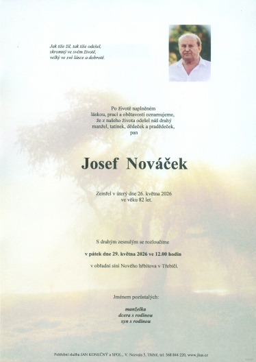 Josef Nováček *1943 z Třebíče