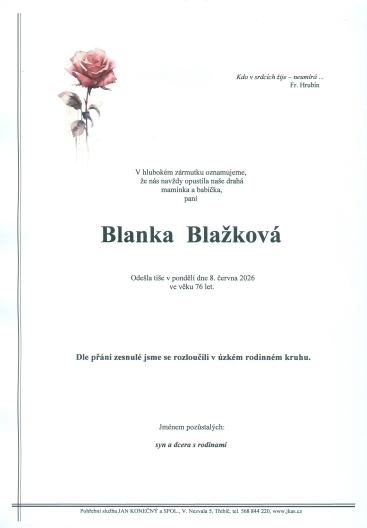 Blanka Blažková *1950 z Třebíče