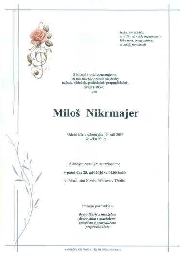Miloš Nikrmajer *1933 z Výčap