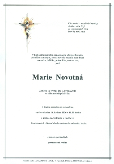 Marie Novotná *1928 z Budišova