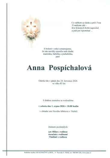 Anna Pospíchalová *1943 z Třebíče