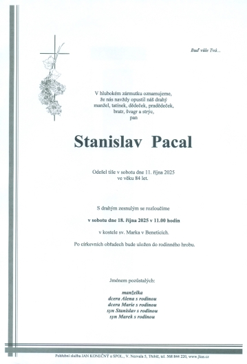 Stanislav Pacal *1941 z Benetic