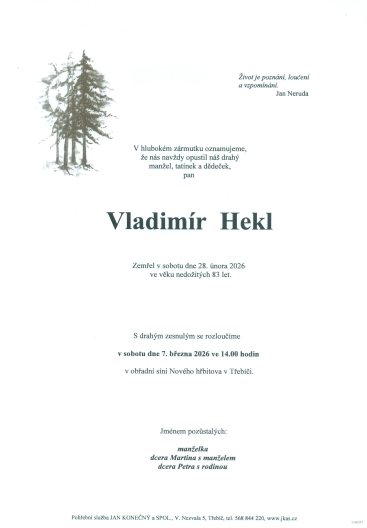 Vladimír Hekl *1943 z Třebíče