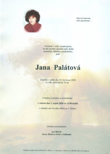 Jana Palátová *1950 ze Třebenic