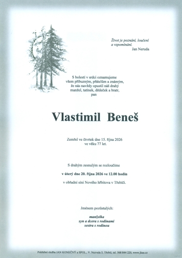 Vlastimil Beneš *1949 ze Stříteže