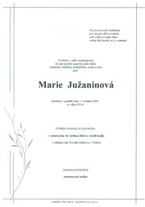 Marie Južaninová *1934 ze Stříteže