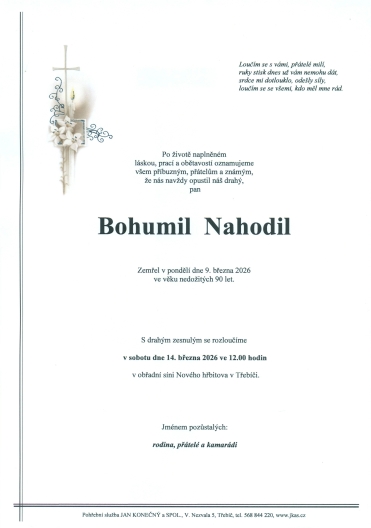 Bohumil Nahodil *1936 z Rokytnice nad Rokytnou